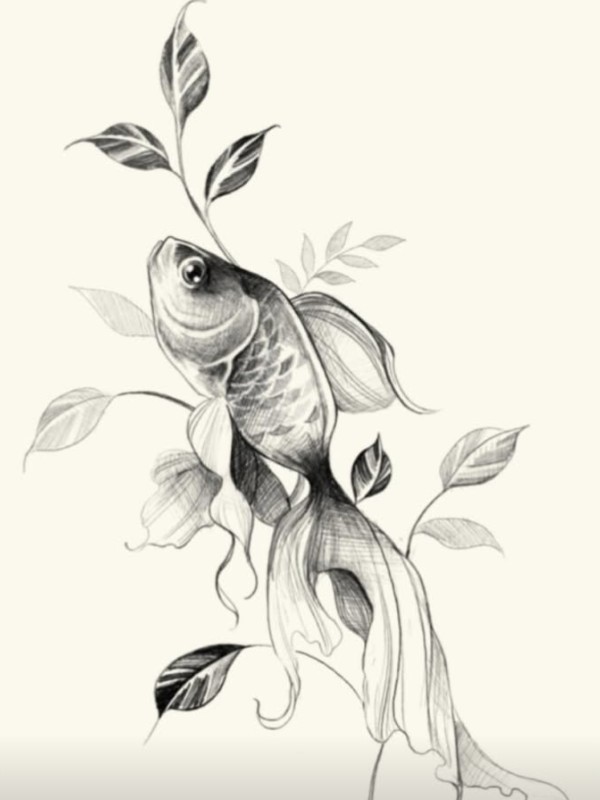 Veiltail Goldfish & River Flora