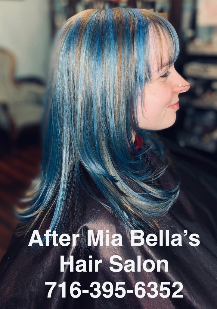 Steel Teal & Metallic Blue Face-Framing Layers